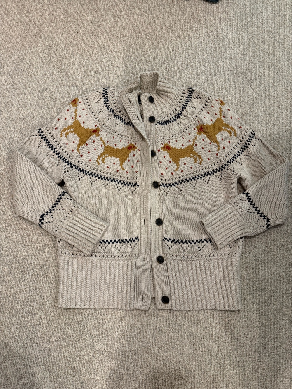 L.L.Bean Women's Signature Cotton Fisherman Sweater in River Rock Dog Fair Isle - Picture 2 of 7